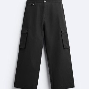 Wide Fit Black Cargo Trouser