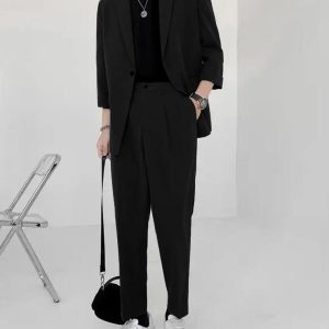 Slim Fit Suit Set for Men In Black