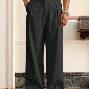 High-Waist Tailored Straight-Leg Trousers in Black