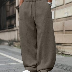 Oversized Drawstring Sweat Pants in Grey