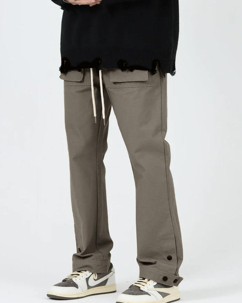 Summer Thin Cargo Double Button Grey Pants