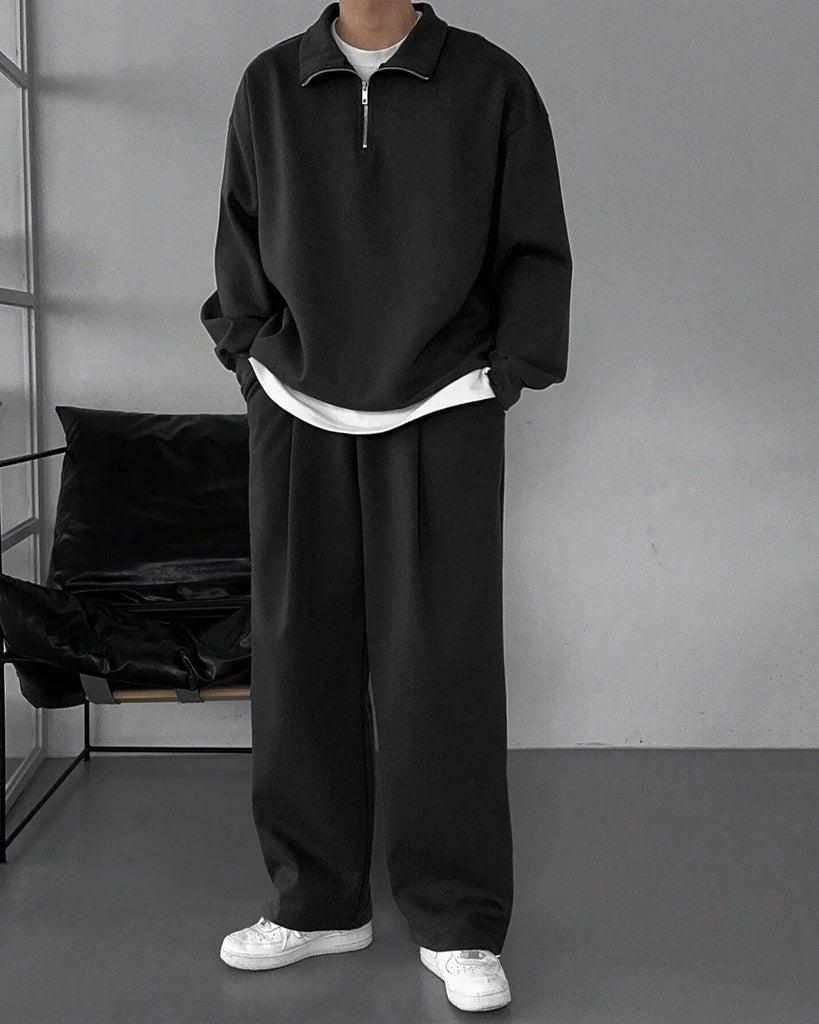 Oversized Drawstring Baggy Pants in Black