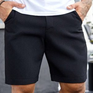 Black Pocketed Knit Casual Shorts
